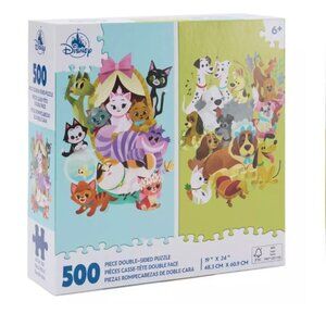 Disney Parks 2025 Dogs & Cats Double Sided 500pc Puzzle Marie Figaro Bolt NEW